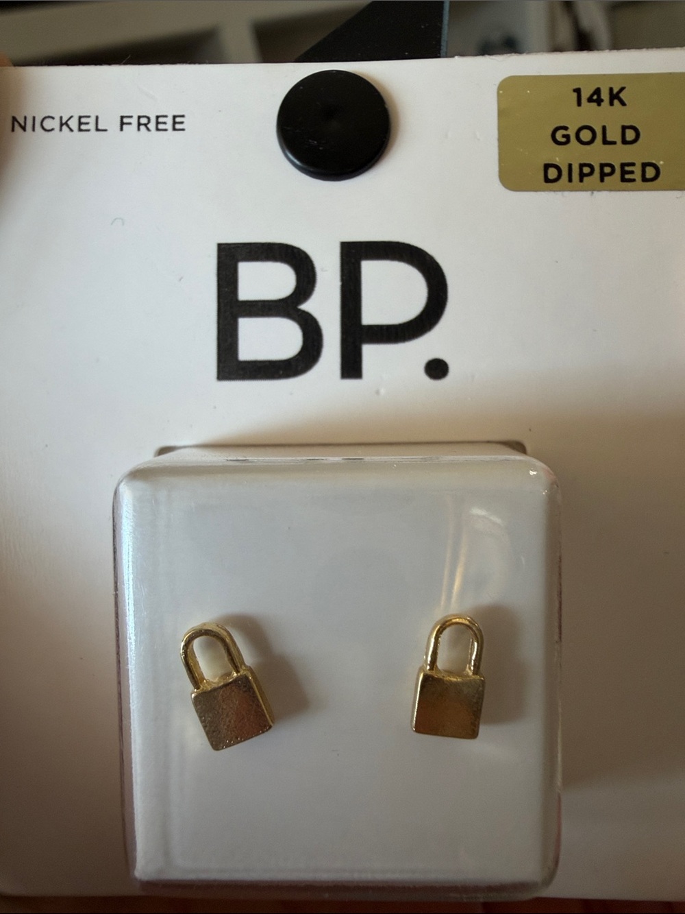 BP Gold Padlock Stud Earrings - Gold